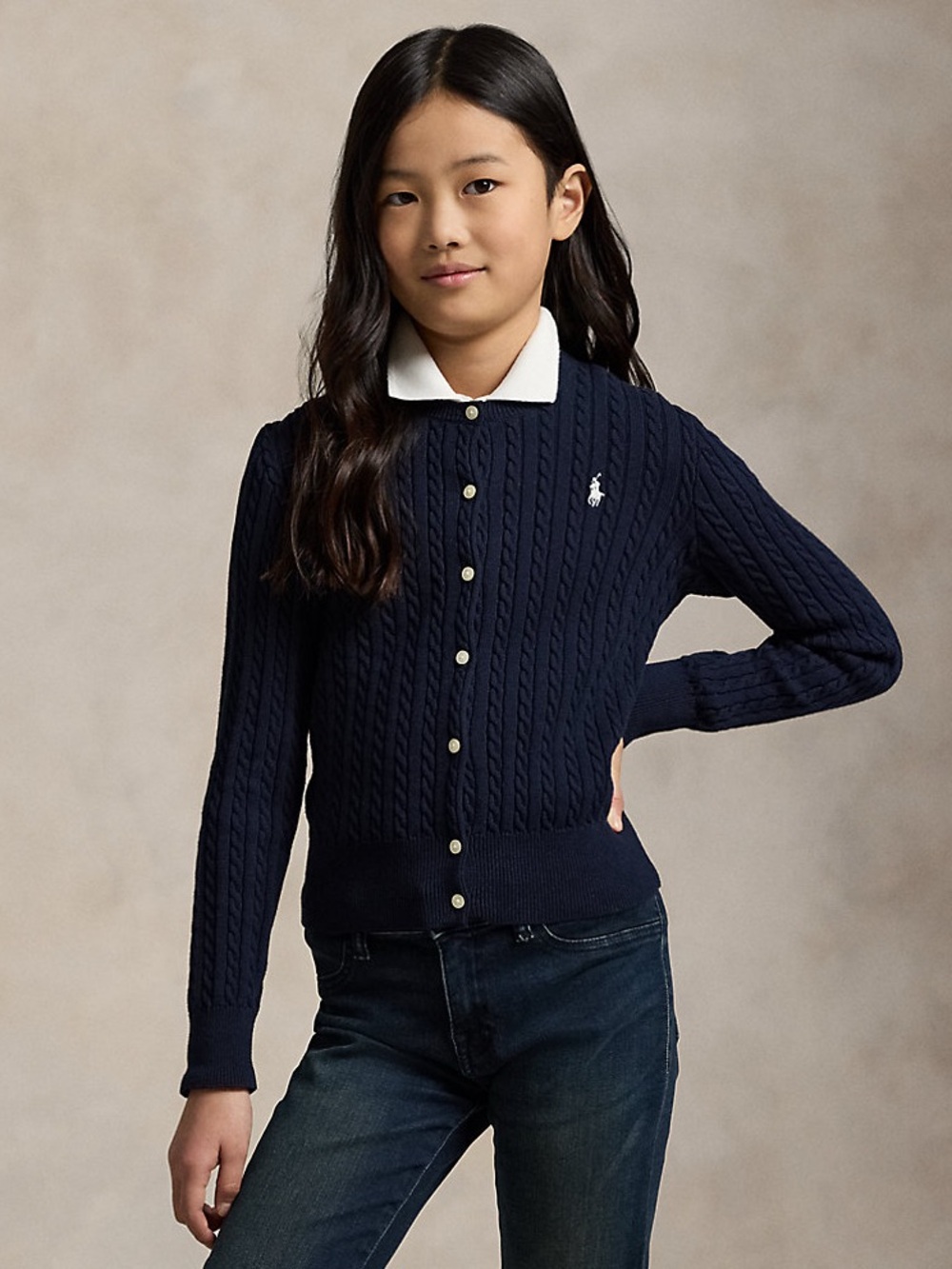 Ralph Lauren Navy Button Front Cardigan Sz M